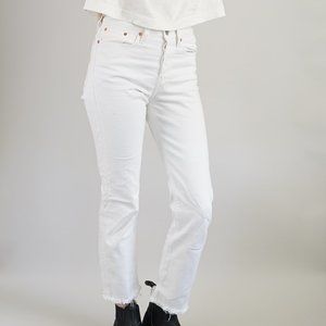 White Levi’s Wedgie Straight Fit Cropped Jeans